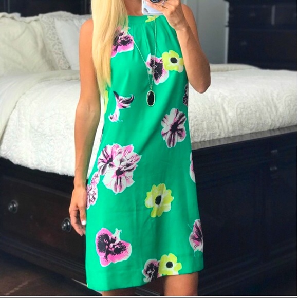 J CREW SLEEVELESS GREEN FLORAL DRESS - Picture 2 of 12